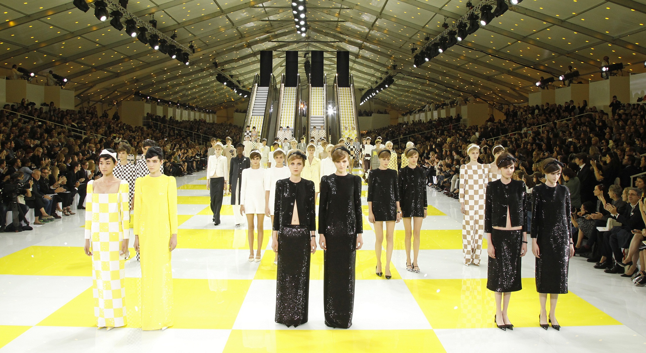 Models present creations by U.S. designer Marc Jacobs as part of his Fall/Winter  2012-2013 women's Louis Vuitton fashion show
