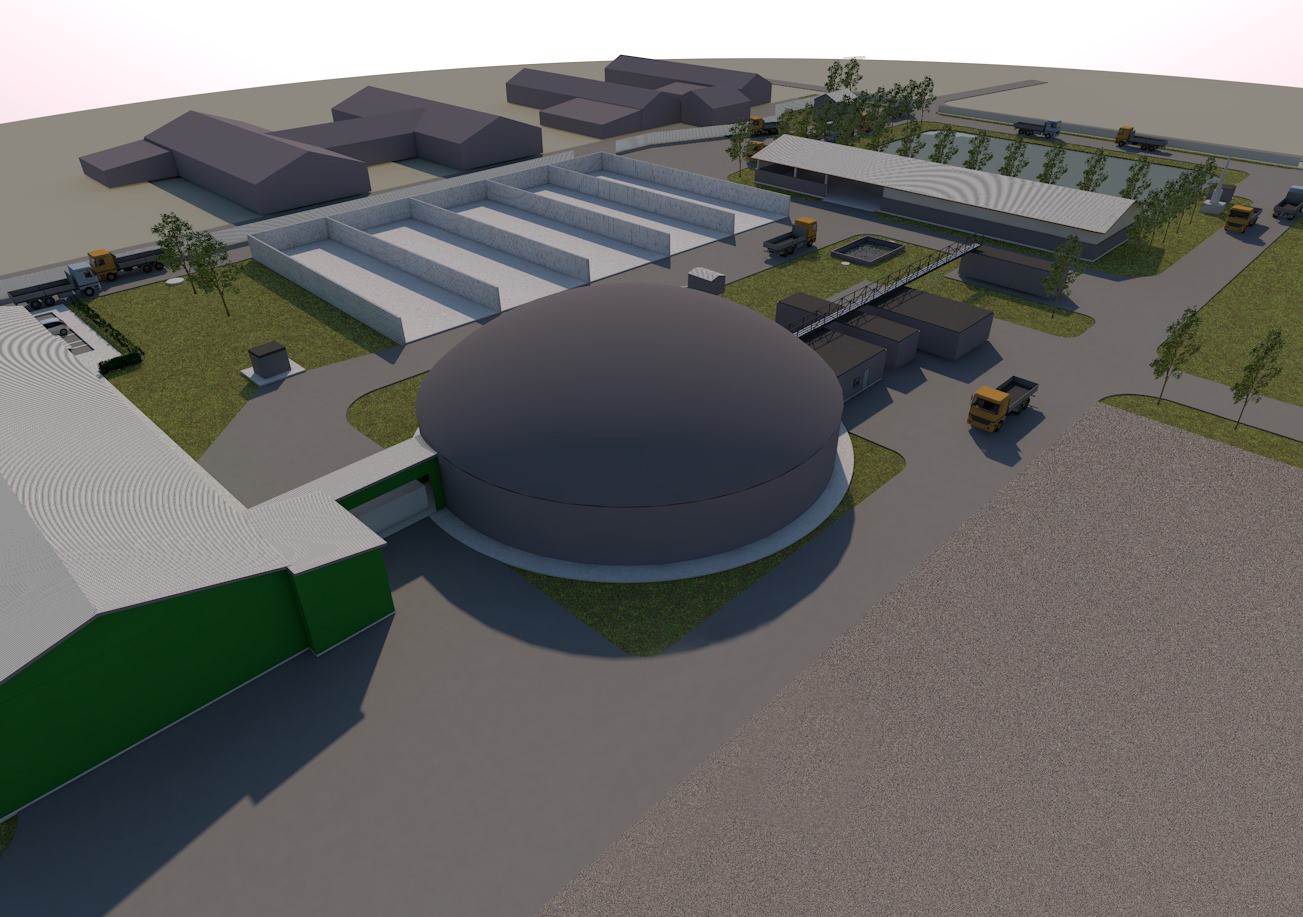Dėl galimybės Velželyje pastatyti modernią biojėgainę verslininkai nusiteikę su rajono valdžia kovoti teismuose. ŽŪB „EKOTERNUM“ vizualizacija