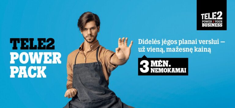 Verslo auginimui ir jo efektyvumo didinimui spalis yra itin geras laikas, nes šį mėnesį „Tele2“ skelbia ypač patrauklias sąlygas užsisakyti „Power Pack“. Tai – naujas viskas viename paketas, kuris įmonėms suteikia reikalingiausias ryšio, interneto ir telefonijos paslaugas bei geresnius įrangos pasiūlymus už vieną, mažesnę kainą.