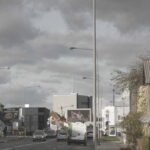 Vaizdas artėjant link stoties J. Basanavičiaus gatve.