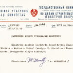 Valstybinio statybos reikalų komiteto leidimas. 1973 m. liepos 26 d. Iš Šiaulių regioninio valstybės archyvo Panevėžio filialo fondų