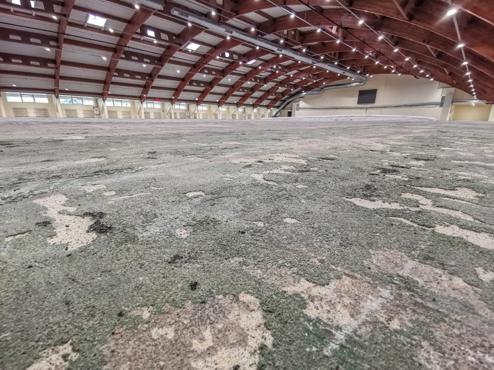 Kad keli šimtai profesionalių sportininkų ir pabėgioti mėgstančių panevėžiečių galėtų sugrįžti į maniežą, šiam betrūksta naujos dangos. I. STULGAITĖS-KRIUKIENĖS nuotr.