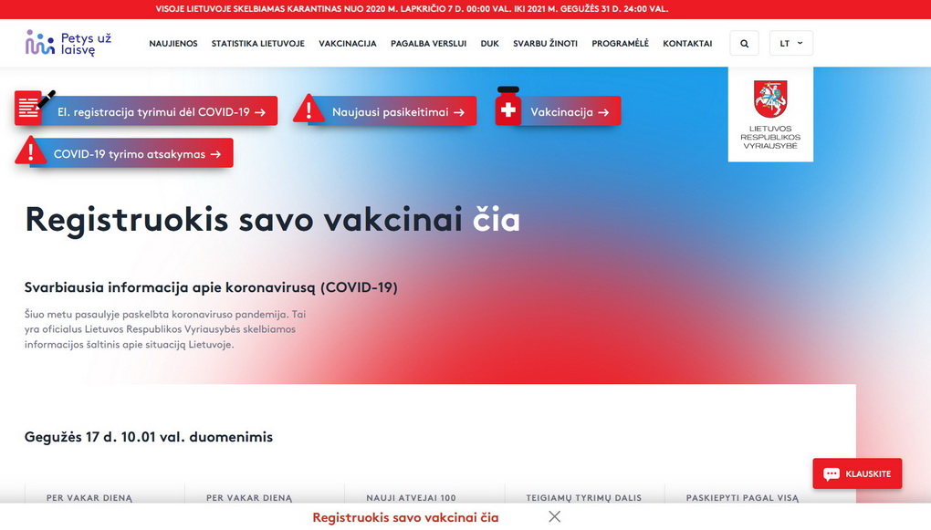 Nepaisant trikdžių, per pusdienį visuotine sistema vakcinuotis nuo COVID-19 registravosi 16 000 žmonių.