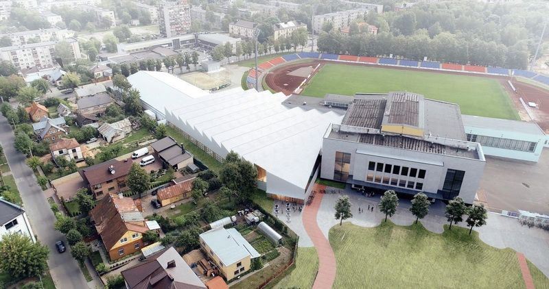 Studijos „Heima“ parengtame sporto rūmų rekonstrukcijos projekte numatyta nugriauti pastato šiaurinėje pusėje esantį priestatą ir tarp ledo arenos bei rūmų pastatyti naują.