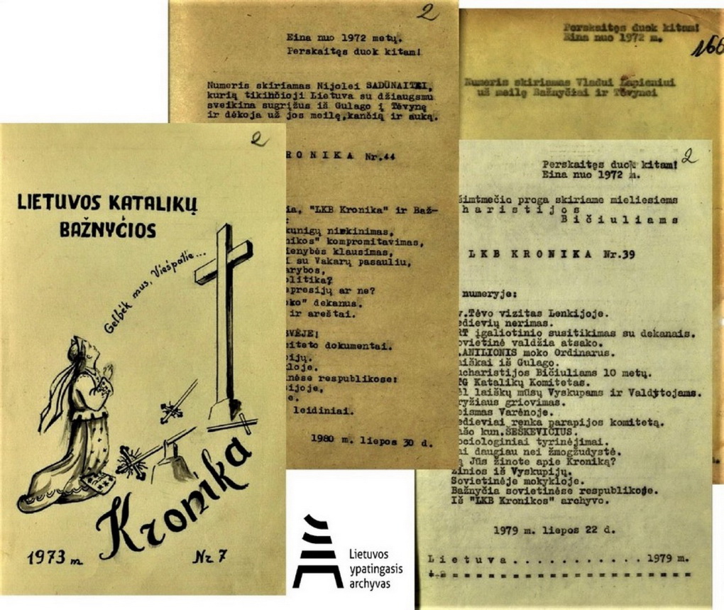 „Lietuvos katalikų bažnyčios kronikos“ numeriai – 1973-iųjų, 1979-ųjų ir 1980 metų. LIETUVOS YPATINGOJO ARCHYVO nuotr.