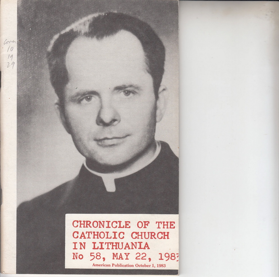 JAV Lietuvių katalikų religinės šalpos leidinys su tuomet kunigo S. Tamkevičiaus nuotrauka. Bruklinas, JAV, 1983 metai). LKBK ekspozicijos nuotr.