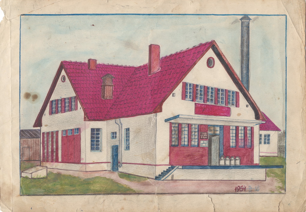 Ilgamečio Tiltagalių pieninės buhalterio Jono Krusto piešinys. 