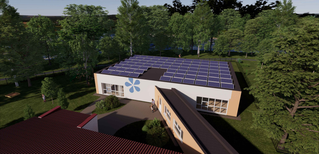 Lopšelio-darželio priestato Dembavoje vizualizacija. Rengėjas UAB „Projektų ekspertai“