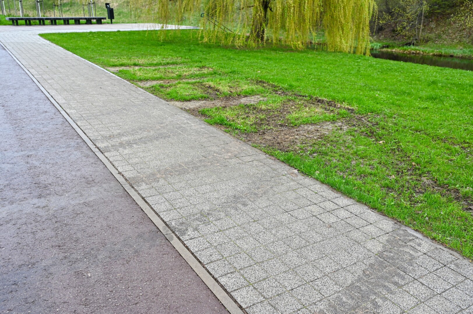 Vietą, kur stovėjo jėgos treniruokliai, dabar žymi juos išvežusios technikos provėžos. G. KARTANO nuotr.