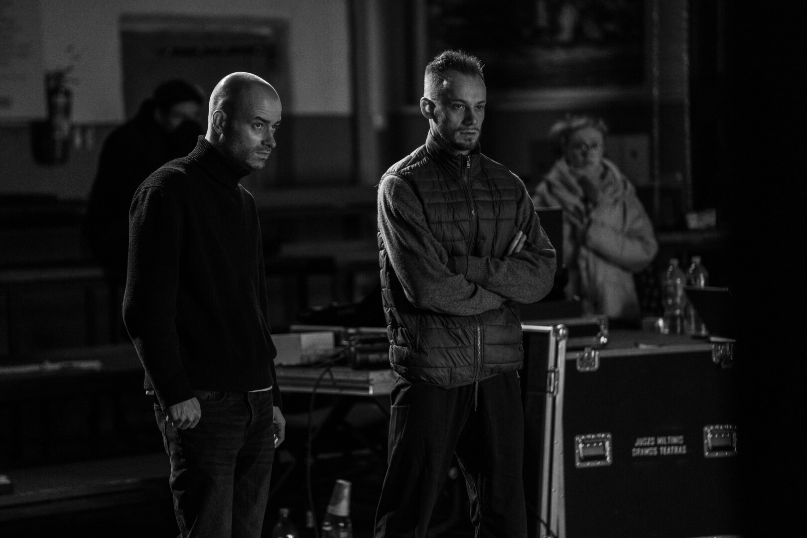 Aleksandro Špilevojaus (nuotraukoje – su Mariumi Pinigiu) nuomone, Šekspyras labai nuodugniai tyrinėja tuos procesus, kuriuos stebime Europoje šiandien. Arvydo GUDO nuotr.