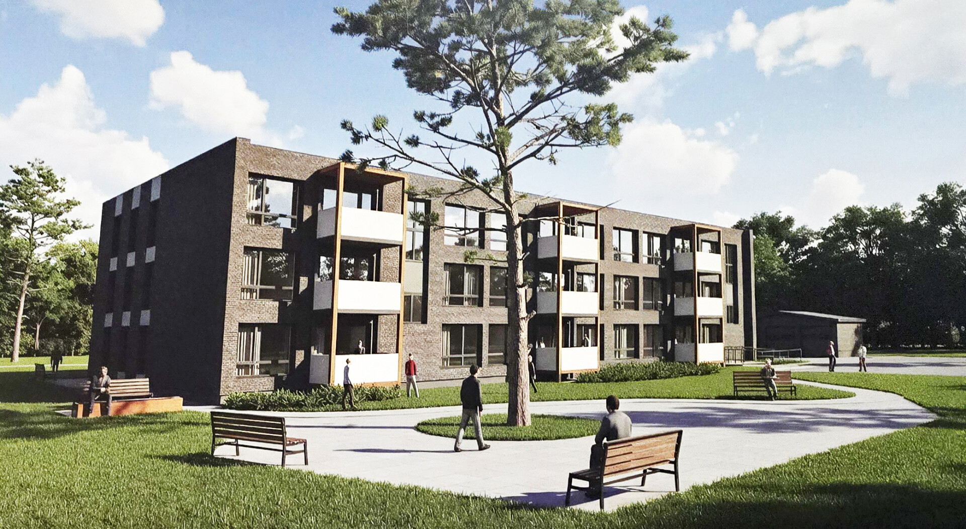 Naujarodžių vaiduoklis po kapitalinio remonto virs Panevėžio rajone moderniausiu daugiabučiu. UAB „MEPCO“ vizualizacija