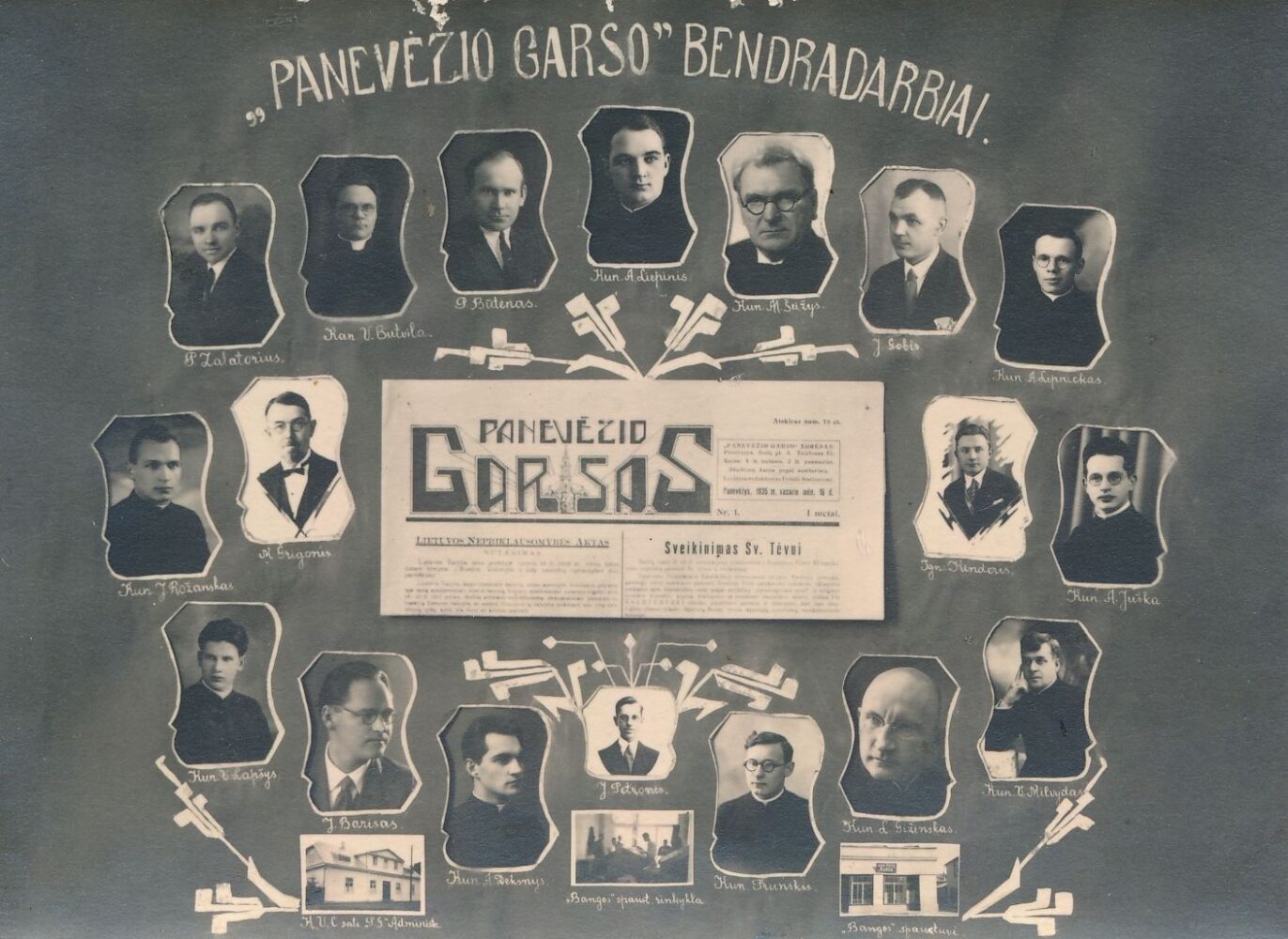 Laikraščio „Panevėžio garsas“ bendradarbių vinjetė. 1935 metai. PAVB, Augustino Liepinio skaitmeninis archyvas