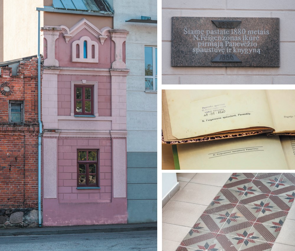 Šios didžiausios Panevėžyje knygų šventovės pradžių pradžia siekia dar 1880 metus, kai verslininkas Naftalis Feigenzonas šioje vietoje įkūrė pirmąją Panevėžio spaustuvę ir knygyną. Tiesa, iki mūsų dienų išlikę vos keli autentiški pirmosios spaustuvės fragmentai – tarp jų originali pastato siena, dabartinėse bibliotekos patalpose išsaugota dalis grindų dangos. Taip pat spaudiniai su spaustuvės ženklu. I. STULGAITĖS-KRIUKIENĖS nuotr.